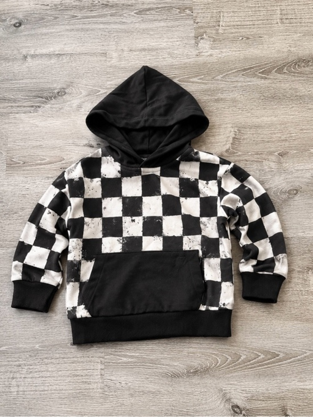 Little Bipsy Checker Hoodie 12-18M Black White Pullover Streetwear Toddler